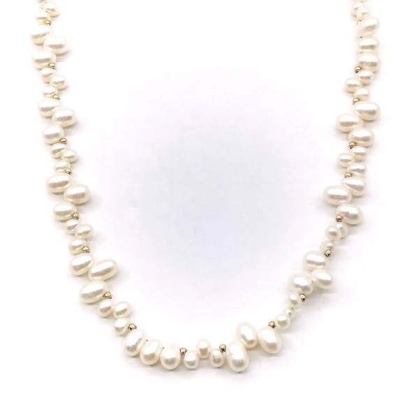 14K Strand of Rice Pearl Choker - Picture 1 of 7